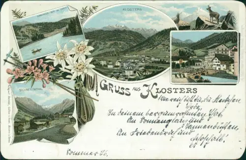 Ansichtskarte Klosters-Serneus Gruss aus.. Stadt Silvrettathal 1899