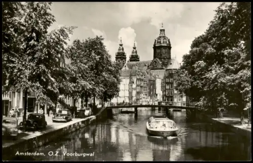 Amsterdam Amsterdam Oudezijds Voorburgwal mit Sint Nicolaaskerk 1955