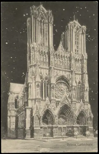 CPA Reims Reims La Cathedrale - Kathedrale bei Nacht 1916