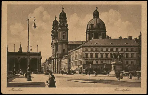 Ansichtskarte München Odeonsplatz mit Theatinerkirche und Feldherrnhalle 1923