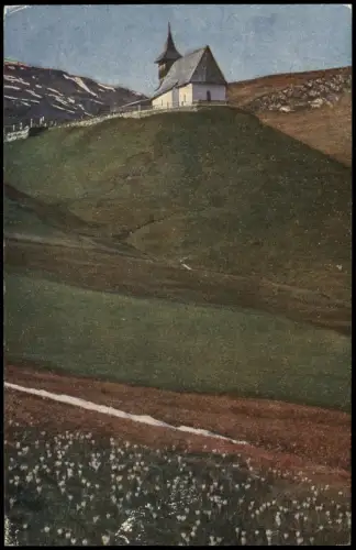 Ansichtskarte  Alpenkapelle mit Krokuswiese 1920