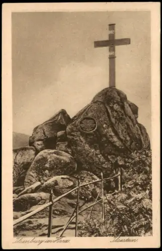 Ilsenburg (Harz) Der Ilsestein mit Gipfelkreuz bei Ilsenburg 1926
