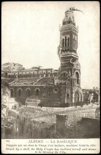Albert (Somme) Basilika Notre-Dame de Brebières mit der geneigten Jungfrau 1917