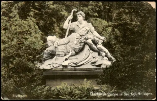 Ansichtskarte Stuttgart Eberhardsgruppe in den Königlichen Anlagen 1906