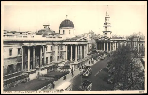 Postcard London National Gallery & St. Martin's Church 1915