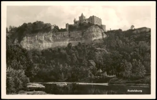 Saaleck-Bad Kösen Ansicht der Rudelsburg auf dem Kalkfelsen 1954