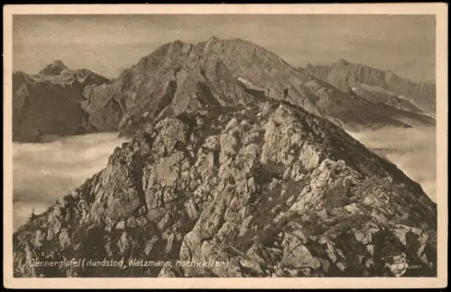 Schönau am Königssee Jennergipfel mit Watzmann und Hochkalter 1930