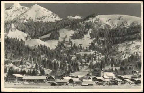 Ansichtskarte Bayrischzell Winterliche Ortsansicht mit Gebirgspanorama 1941