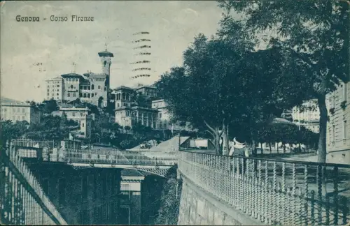 Cartolina Genua Genova (Zena) Corso Firenze 1924
