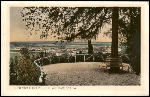 Ansichtskarte Kamenz Kamjenc Blick vom Hutberg Hotel, Bank 1928