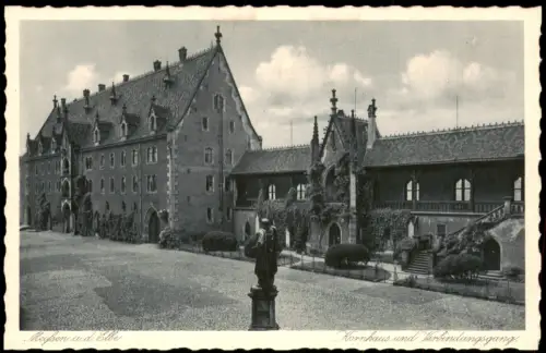 Ansichtskarte Meißen Kornhaus und Verbindungsgang. 1928