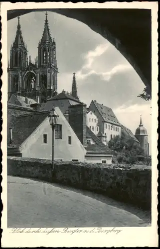 Ansichtskarte Meißen Blick durchs auf unsere Burgtor m. d. Burgberg. 1928