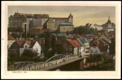 Ansichtskarte Colditz Stadt und Brücke 1928