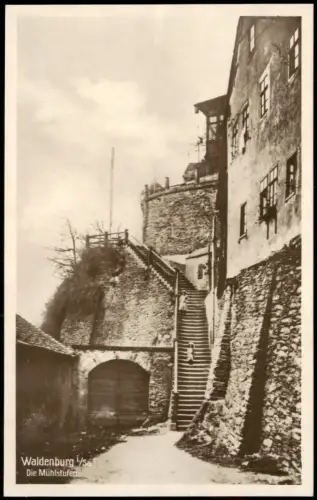Ansichtskarte Waldenburg (Sachsen) Schloss. Die Mühlstufen. 1928
