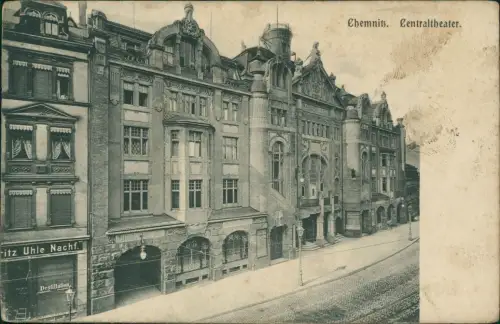 Ansichtskarte Chemnitz Centraltheater Destillation Uhle 1905