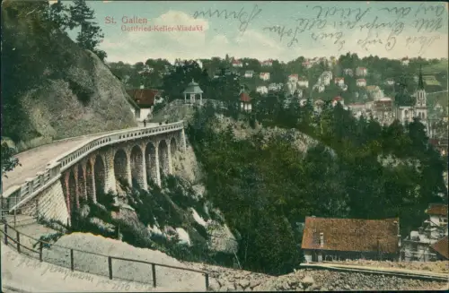 Ansichtskarte St. Gallen Gottfried-Keller-Viadukt 1912