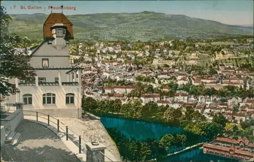 Ansichtskarte St. Gallen Stadt Freudenberg mit Restaurant 1912