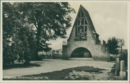 Ansichtskarte Lauter (Erzgebirge)-Lauter-Bernsbach Glocken-Ehrenmal 1939
