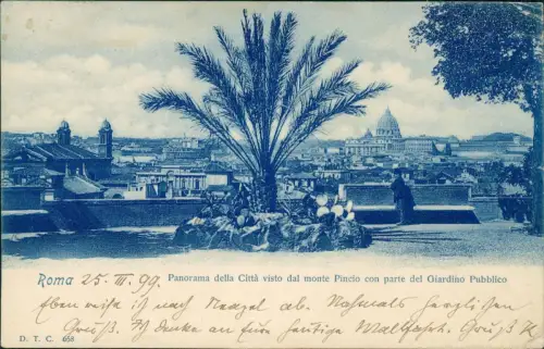 Rom Roma Panorama della Città visto dal monte Pincio Blaudruck 1899