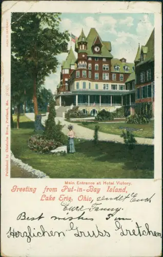 Postcard Put-in-Bay Ohio Hotel am Eriesee 1904
