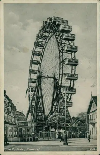 Ansichtskarte Prater-Wien Riesenrad Straße 1940