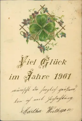 Neujahr Sylvester New Year Glücksklee - Viel Glück im Jahre 1901 Gold
