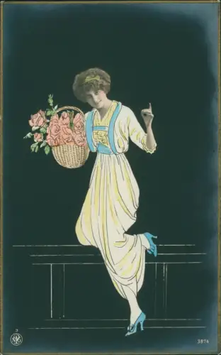 Fotokunst Fotorealistischer Frauenkopf gemalter Körper 1913 Gold