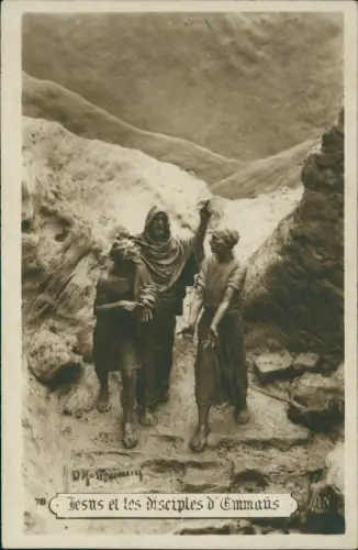 Ansichtskarte  Künstlerkarte Jesus und Emmaus lebendiger Marmor 1911