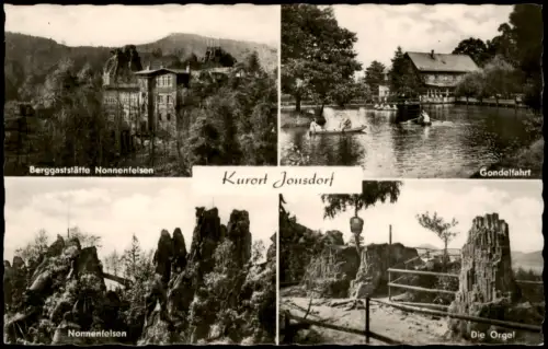 Jonsdorf DDR Mehrbild-AK u.a. Berggaststätte Nonnenfelsen Gondelfahrt 1955