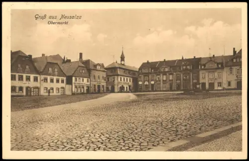 Ansichtskarte Neusalza-Spremberg Nowosólc Obermarkt Häuser Partie 1934