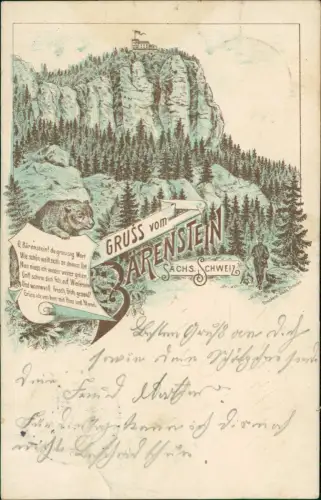 Litho AK Königstein (Sächsische Schweiz) Bärenstein Sächsische Schweiz 1900