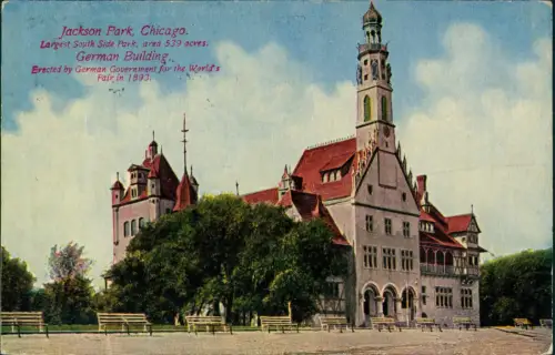 Postcard Chicago Jackson Park, German Building 1919