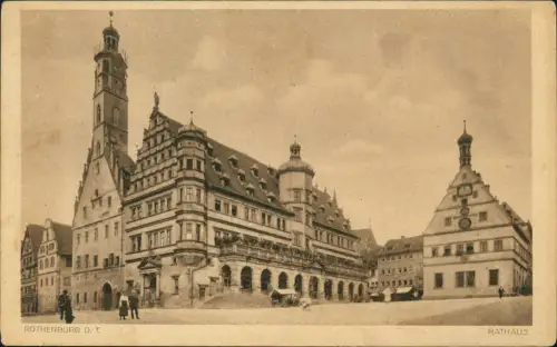 Ansichtskarte Rothenburg ob der Tauber Partie am Rathaus 1928