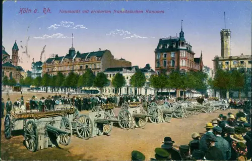 Ansichtskarte Köln Neumarkt mit eroberte Kanonen 1919