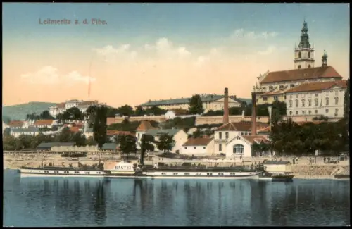 Postcard Leitmeritz Litoměřice Totale - Dampfer Bastei 1912