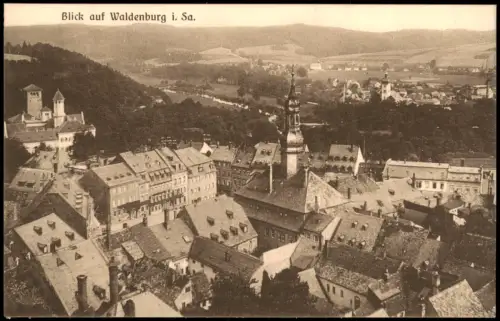 Ansichtskarte Waldenburg (Sachsen) Blick auf die Stadt - Fernblick 1913