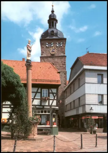 Ansichtskarte Buchen (Odenwald) Partie a.d. Kirche mit Geschäft Eisel 1980
