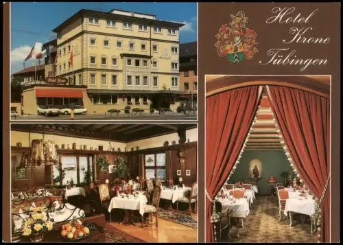 Tübingen Uhlandstrasse Hotel Krone Mehrbild-AK mit Innenansichten 1970