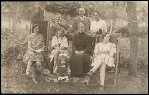 Möhringen (Pommern) Mierzyn Großes Familienfoto  Hängematte 1936 Privatfoto