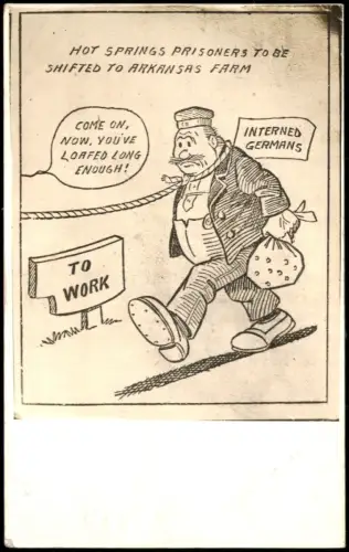 Arkansas  Karikatur zur Internierung Deutscher in  USA  Erster Weltkriegs 1917