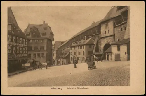 Ansichtskarte Nürnberg Albrecht-Dürer-Haus und Tiergärtnertor 1922