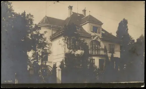 Ansichtskarte Durlach-Karlsruhe Repräsentative Villa mit Rundturm 1905