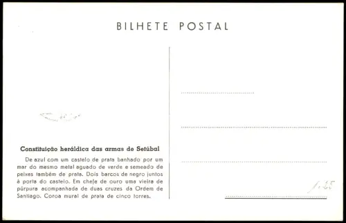 Postcard Setúbal Stadtwappen von Setúbal 1961