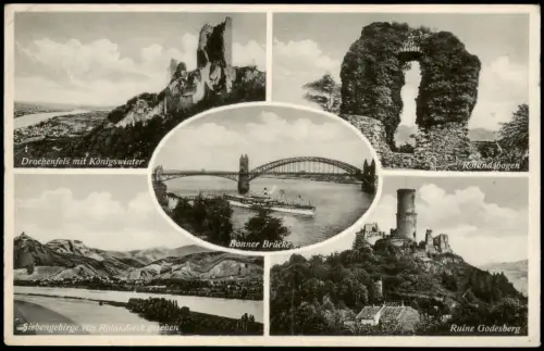 Ansichtskarte Bad Godesberg-Bonn Mehrbildkarte Siebengebirge und Bonn 1932