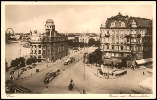 Ansichtskarte Wien Urania mib Aspernplatz, Tram Straßenbahn 1920