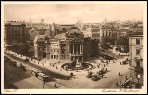 Wien Deutsches Volkstheater, Straßen Kreuzung, Tram Straßenbahn 1920