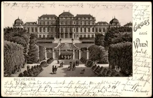 Ansichtskarte Wien Schloss Belvedere Gruss-Aus-Karte 1906 Stempel RUPPERSDORF