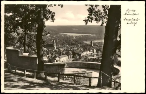 Ansichtskarte Hann. Münden Panorama-Ansicht Weserlied-Anlage 1940  Stempel Land