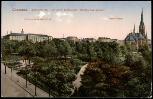 Chemnitz Schillerplatz Technische Staatslehranstalten Gewerbe-Akademie 1910