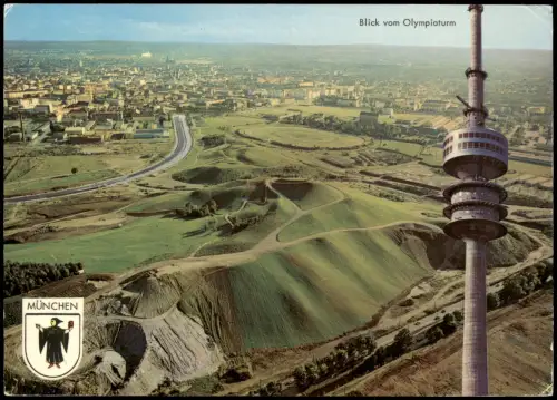 Ansichtskarte München Panorama-Ansicht Blick vom Olympiaturm 1972